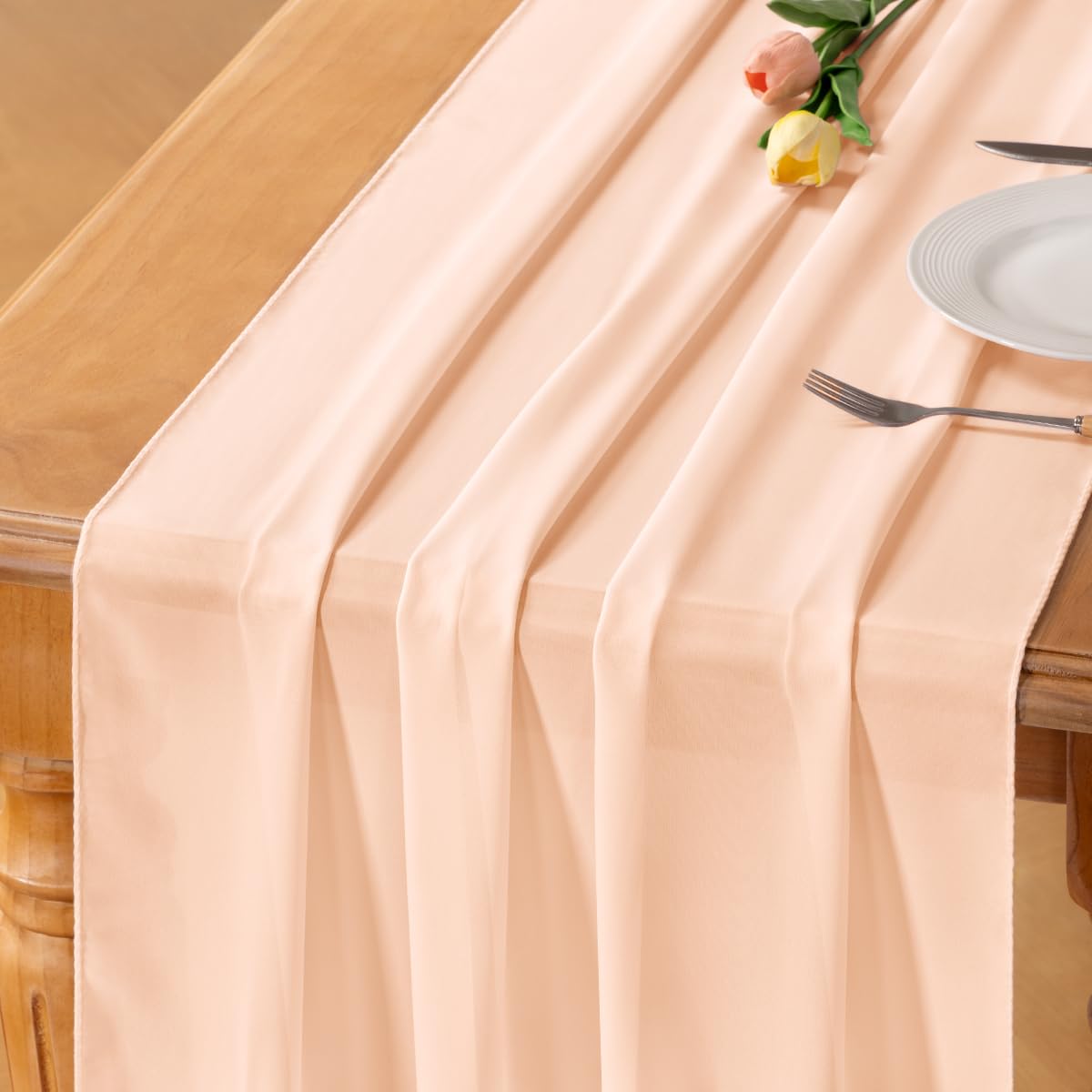 Ivory White Chiffon Table Runner Fall Boho Wedding Birthday Party Decor