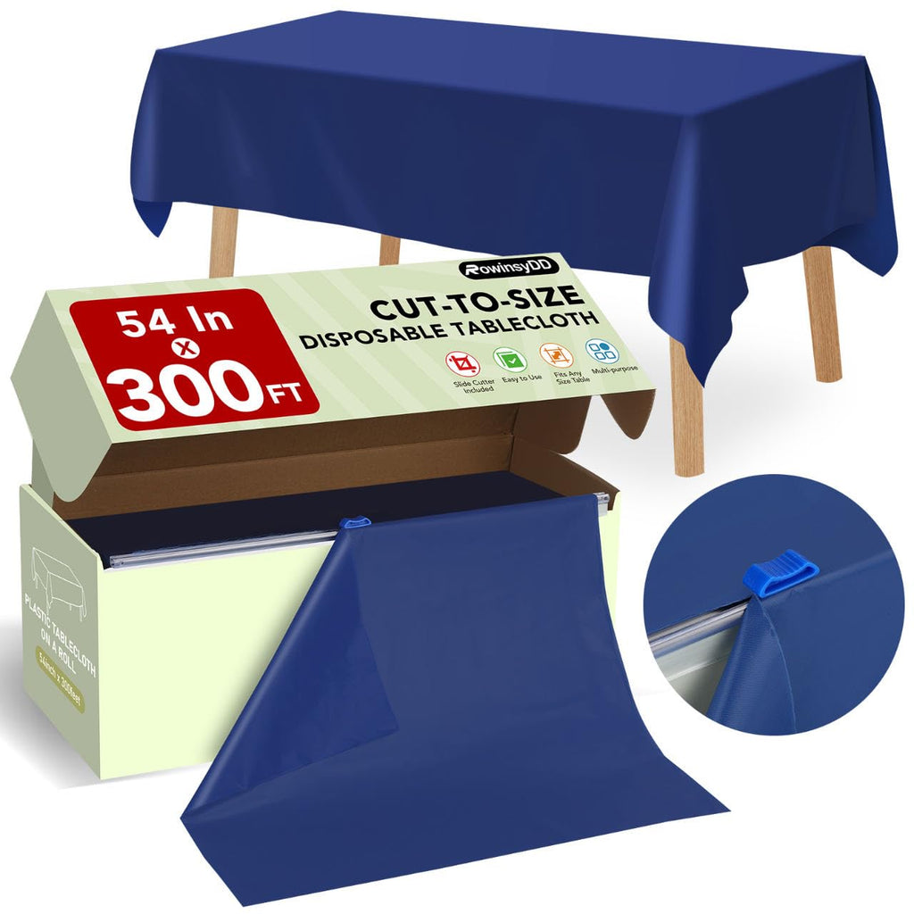RowinsyDD 54 in X 300 FT Red Plastic Table Cover Roll with Slide Cutter