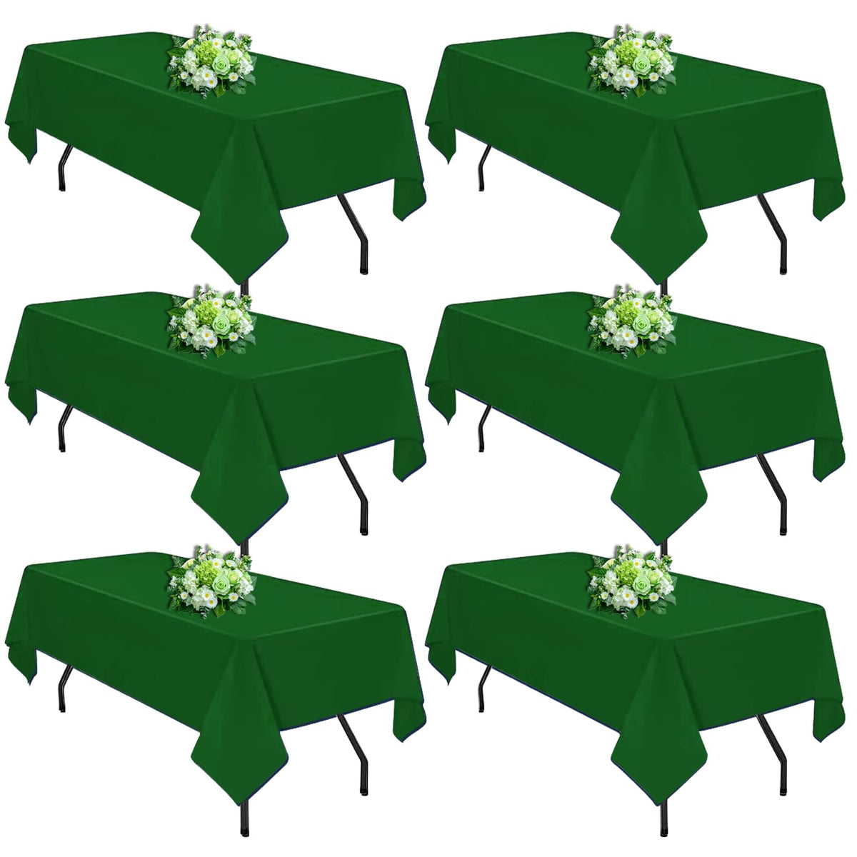 FINDYOU Ivory 6 Pack Polyester Table Cloth 60 x 102 Inch, Rectangle Tablecloths for 6 Foot Tables Washable Table Cloth for Party Wedding