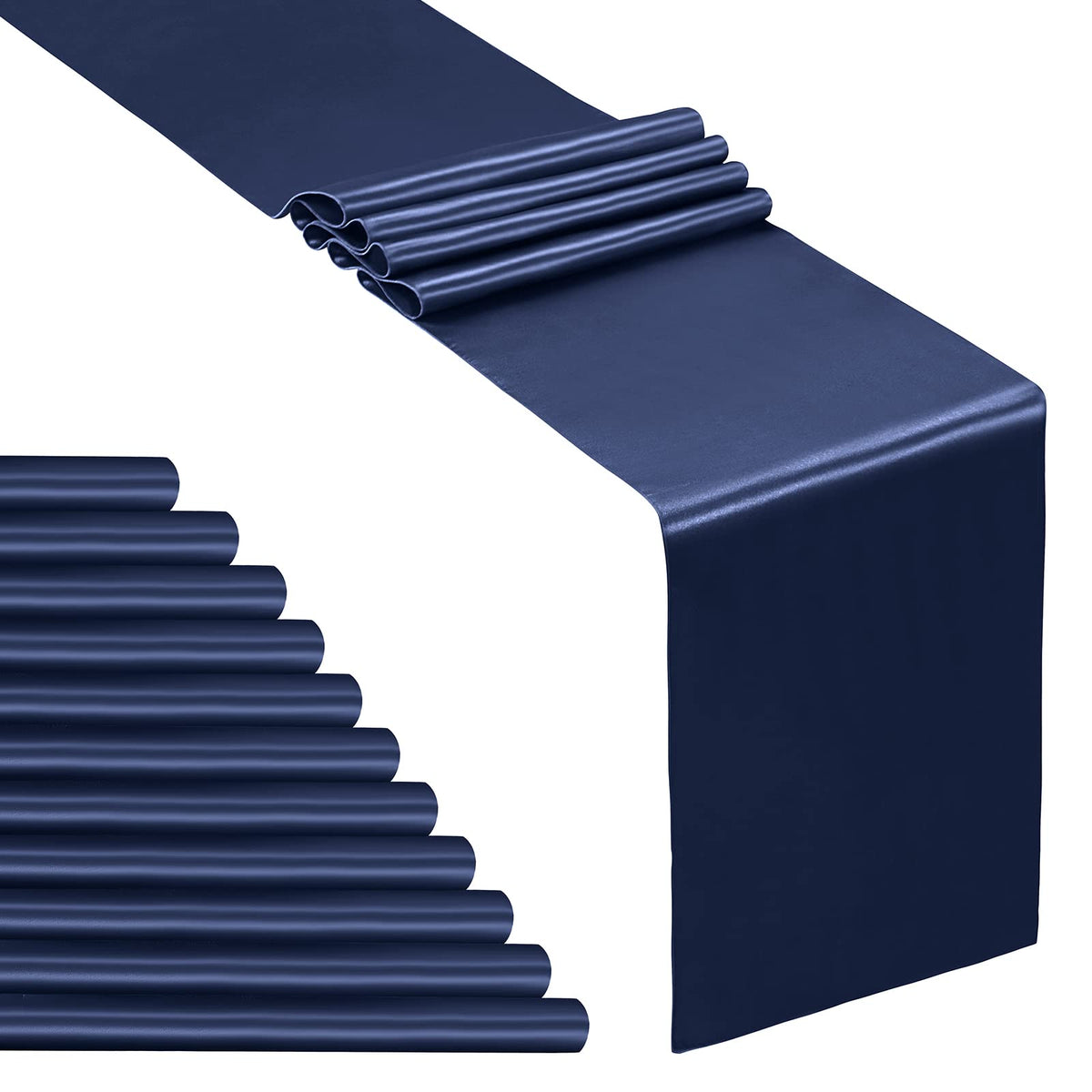 SiinvdaBZX 12 Pcs Royal Blue Satin Table Runner 12 x 108 inches Long