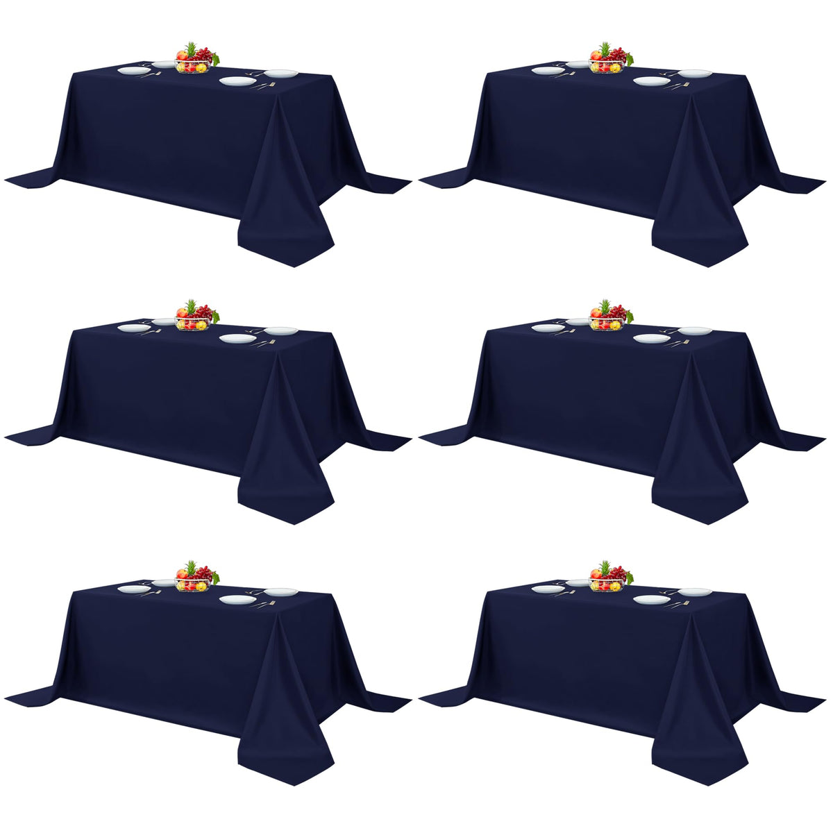 Fitable 6 Pack White Table Cloths 70x120 Inch for 6-8 Ft Rectangle Tables