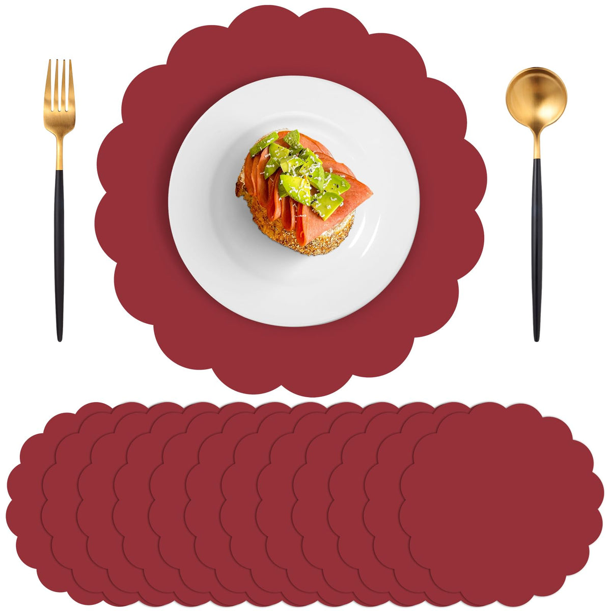 60 Pack Blue and White Paper Placemat, Disposable Blue Edge Table Mats