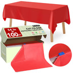RowinsyDD 54 in X 300 FT Red Plastic Table Cover Roll with Slide Cutter