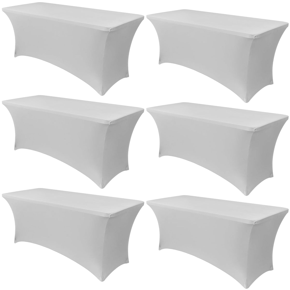 Obstal 6 Pack Stretch Spandex Table Covers for 6 Foot Tables, Black