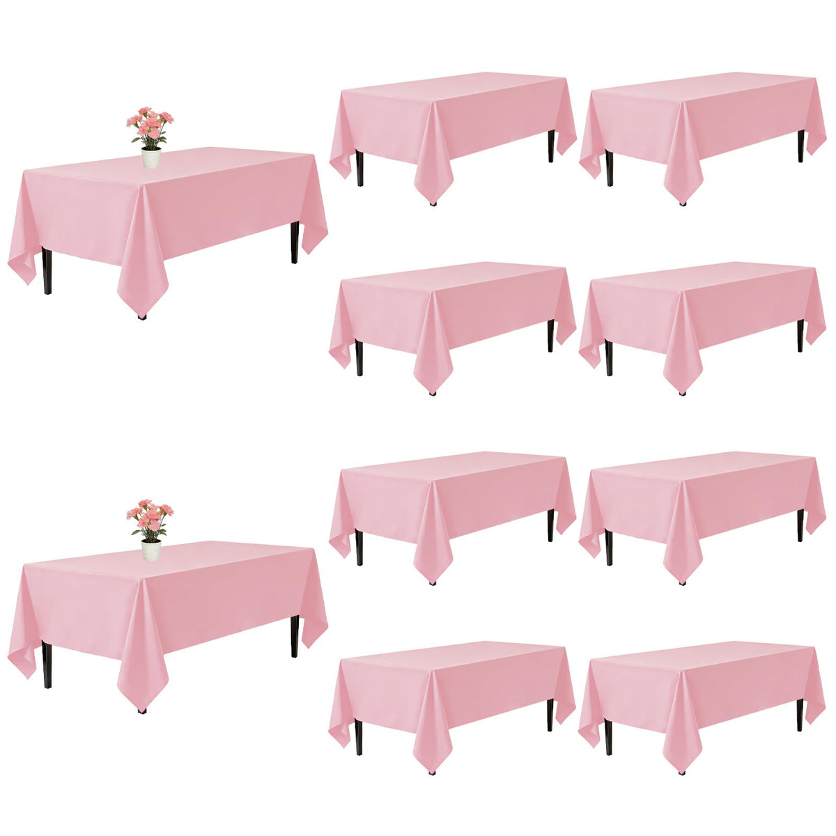 10 Pack Black Tablecloths 60 x 126 Inch for 8 Foot Rectangle Tables