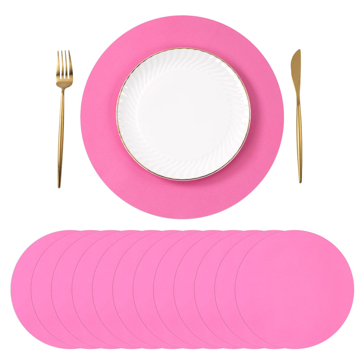 SHACOS 100 pcs Round Paper Placemats Disposable 13 inch Colored Paper Decorative Place Mats for Wedding Birthday Party Bridal Baby Shower Events Table Decoration, Yellow
