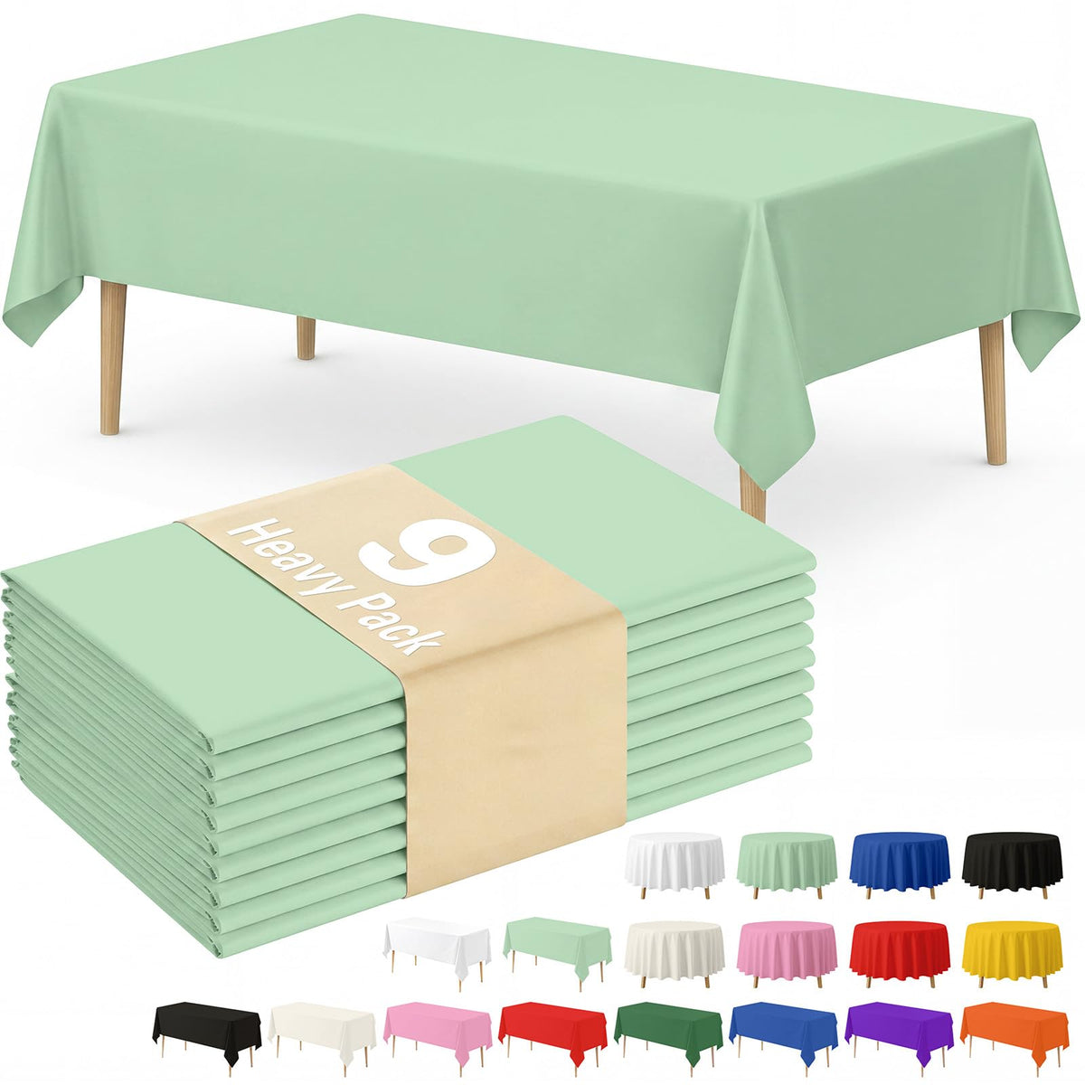 Fixwal 8 Pack Disposable White Rectangle Plastic Tablecloth, 70 x 120 Inch