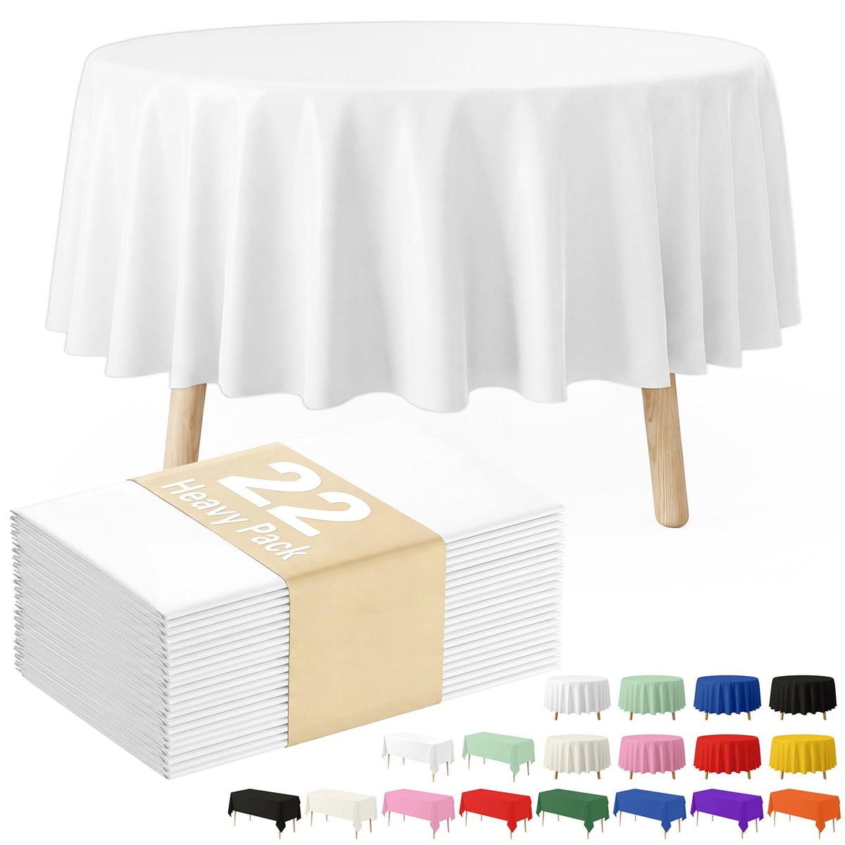 Fixwal 8 Pack Disposable White Rectangle Plastic Tablecloth, 70 x 120 Inch