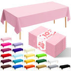 10 Pack Gold Round Tablecloth 84 Inch Round Plastic Table Cloth Disposable Waterproof Table Cover for Wedding Birthday Bridal Shower Party Decorations