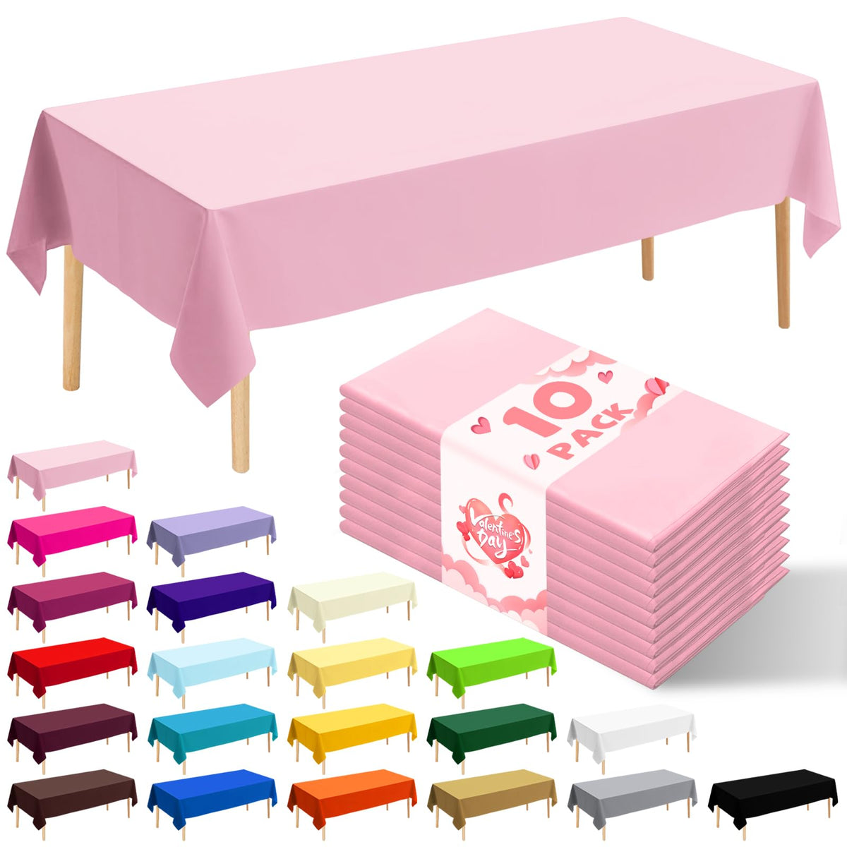 10 Pack Gold Round Tablecloth 84 Inch Round Plastic Table Cloth Disposable Waterproof Table Cover for Wedding Birthday Bridal Shower Party Decorations