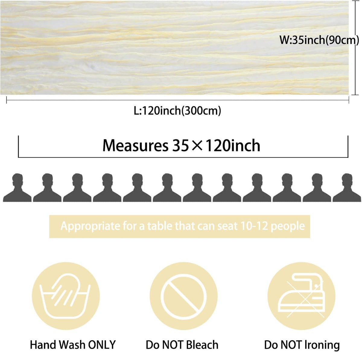 12 Pack 10Ft Cheesecloth Table Runner 35x120 Inch Boho Gauze Rustic Cheese Cloth Long Romantic Table Runner for Wedding Bridal Shower Birthday Party Table Decor (Beige)