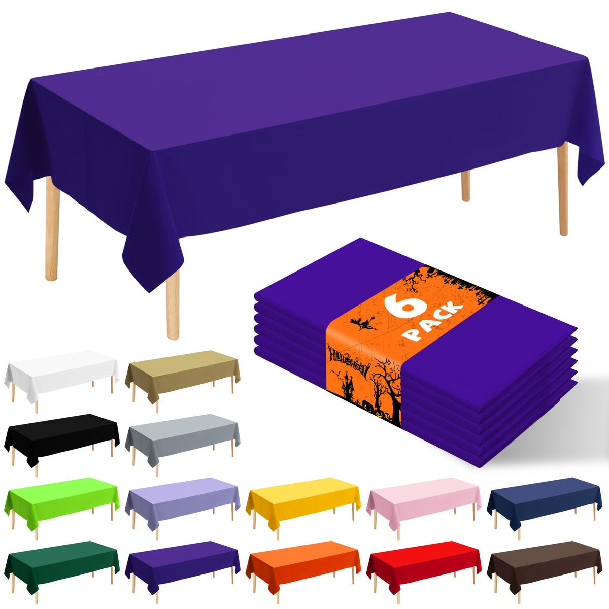6 Pack Happy Birthday Plastic Tablecloths, 108" x 54" Rectangle Disposable Table Covers for Picnic Birthday Wedding Parties (Balloon)