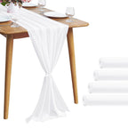 Pufogu 5 Pack 10Ft Light Yellow Chiffon Table Runner Sheer 29x120 Inch