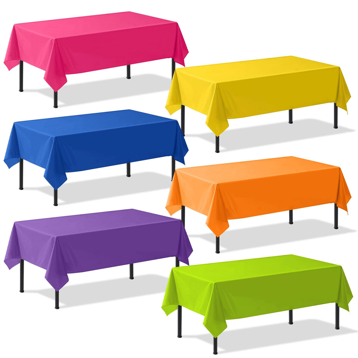 6 Packs Plastic Pastel Color Tablecloths,Assorted Color Table Cloth Disposable Rectangle Table Covers for for Birthday Baby Shower Wedding Princess Ice Cream(54" x 108")