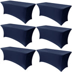 Obstal 6 Pack Stretch Spandex Table Covers for 6 Foot Tables, Black