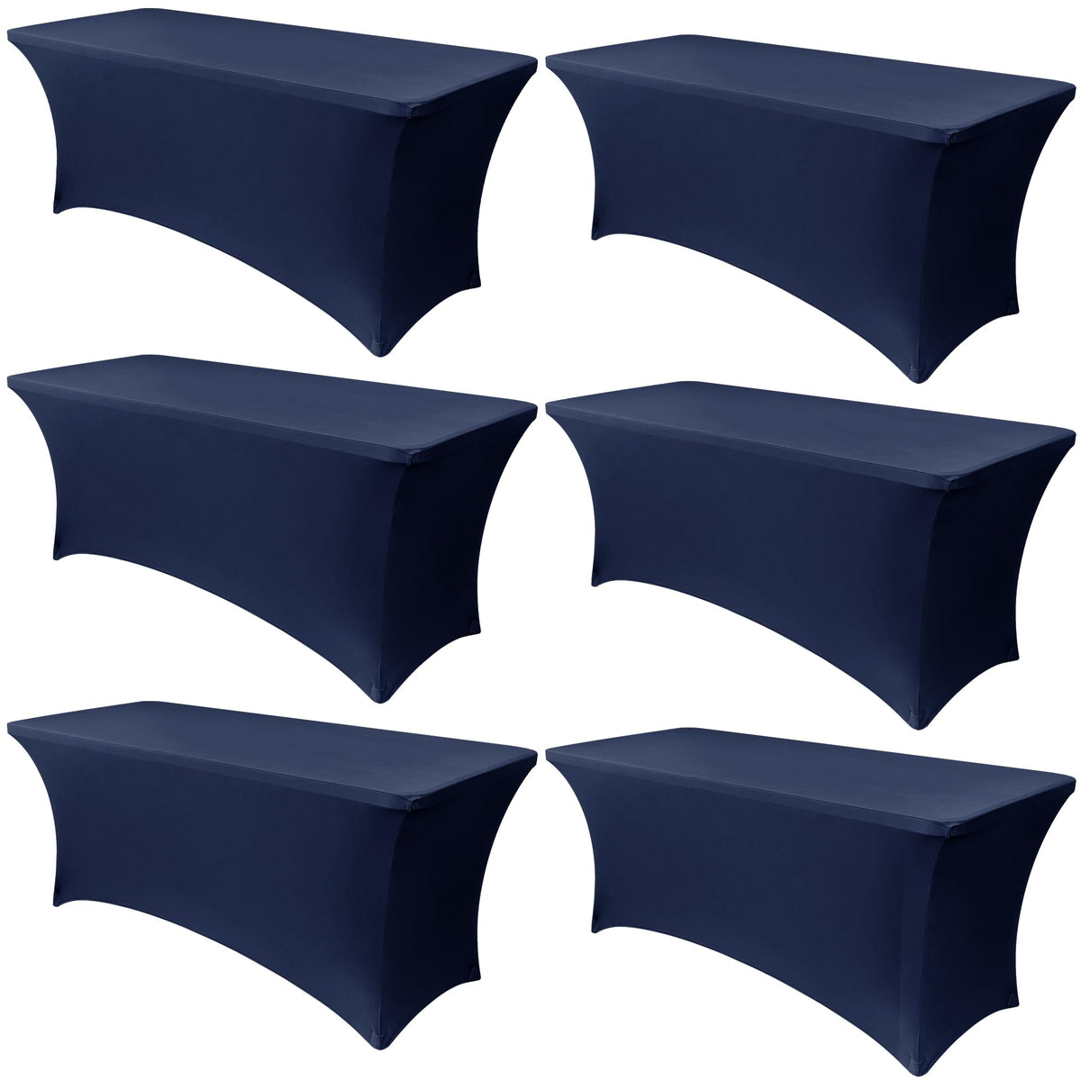Obstal 6 Pack Stretch Spandex Table Covers for 6 Foot Tables, Black