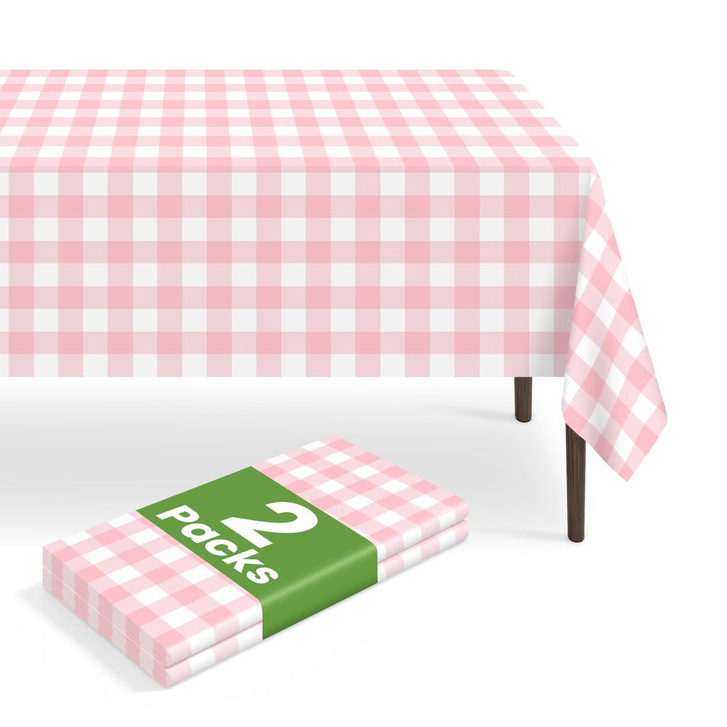 6 Pack Disposable Blue Gingham Plastic Tablecloth, 54 x 108 Inch