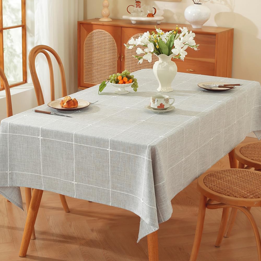 TruDelve 120 Inch Cotton Tablecloth Blue Table Cloths for 8 Foot Rectangle Tables Modern Extra Long Tablecloth(Blue,120"x52",Rectangular)