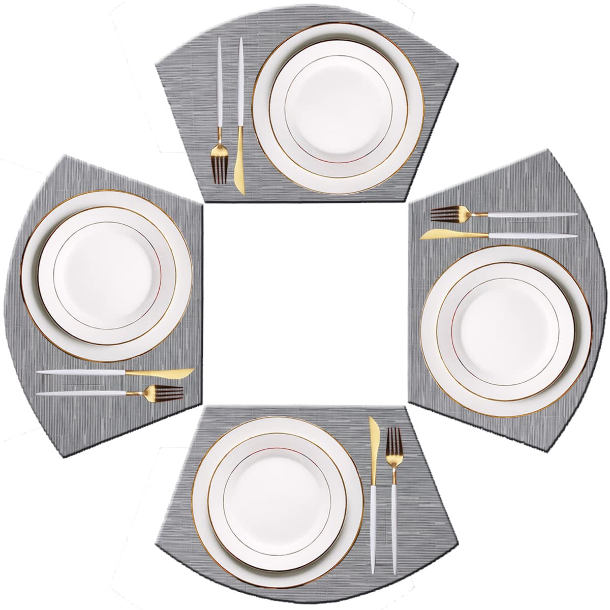 PIGCHCY Place Mats Heat-Resistant Non Slip Placemats Washable Easy to Clean Woven Vinyl Placemats for Dining Table (Set of 4, Brown)