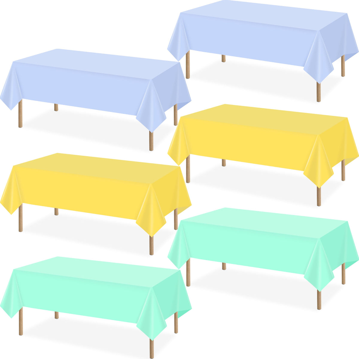 4 Pcs Light Blue Tablecloth 54 X 108 Inch Disposable Plastic Blue Tablecloths Waterproof Table Cloth Rectangular Table Cover for Boy Birthday Baby Shower Outdoor Picnic Party Decorations
