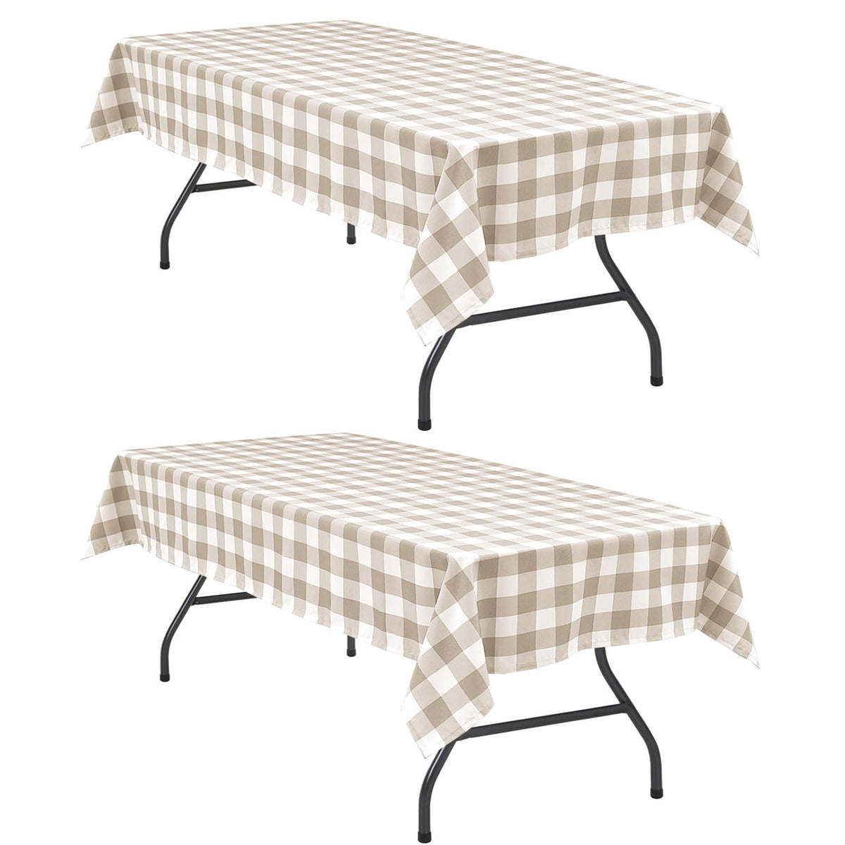 Hiasan Buffalo Plaid Tablecloth, 2 Pack, 60 x 84 inch, Black and White