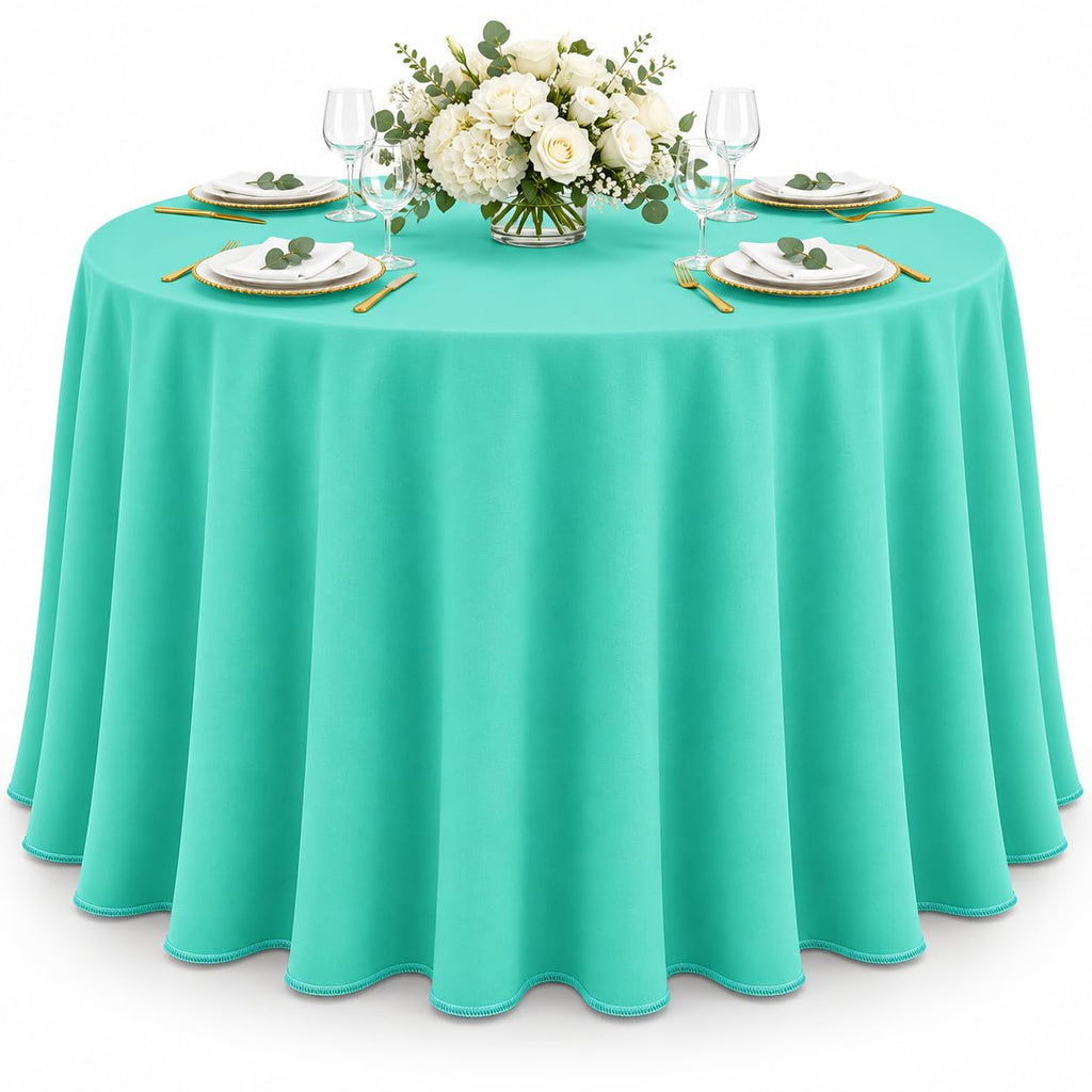 AK TRADING CO. 60 x 102-Inch Rectangular Polyester Tablecloth - Made in USA - Wrinkle-Resistant, Flame Retardant, Durable Party Table Cover, Banquet Tablecloth, Wedding Table Cover - Light Blue
