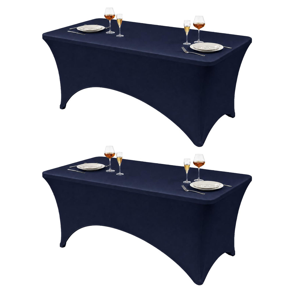 VidaFete Classic Series 140GSM Spandex Tablecloth 2Pcs, 6ft, White