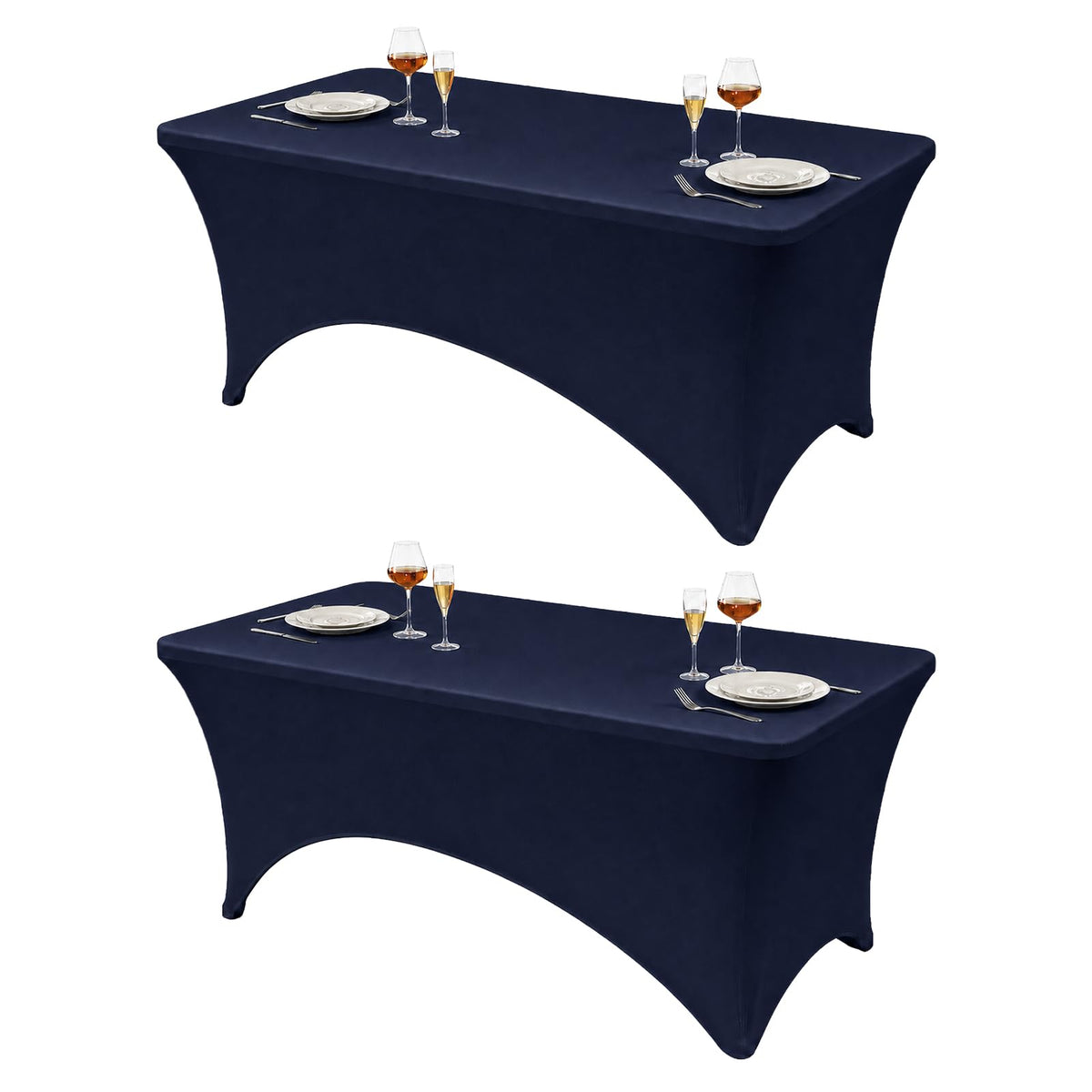 VidaFete Classic Series 140GSM Spandex Tablecloth 2Pcs, 6ft, White