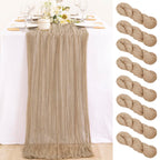 Ivory Cheesecloth Table Runner Farmhouse Fall Table Runner 10ft, 12 Pack
