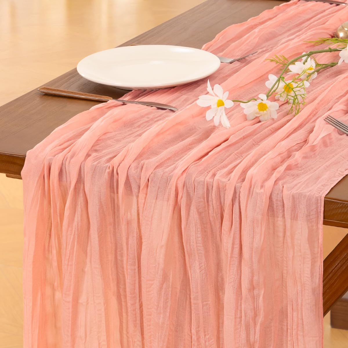 Blue Cheesecloth Table Runner Fall Boho Wedding Birthday Party Home Decor