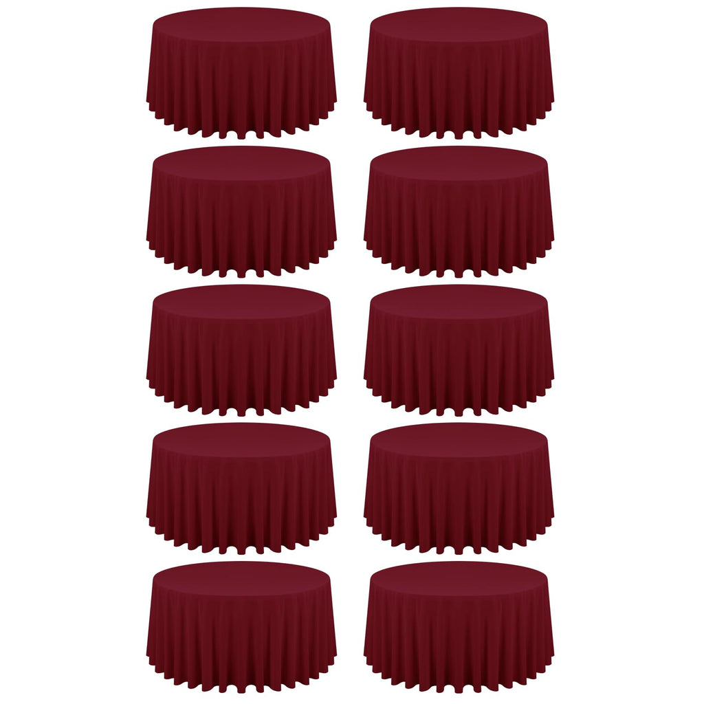 10 Packs 120 Inch Hot Pink Round Polyester Tablecloths