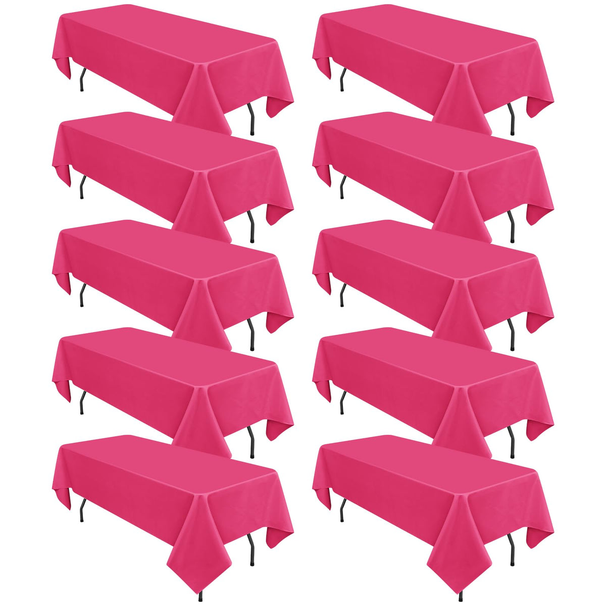 10 Packs 120 Inch Hot Pink Round Polyester Tablecloths