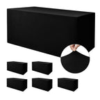 Black Rectangle Spandex Table Clothes For 6 Foot Rectangle Tables 4 Pack