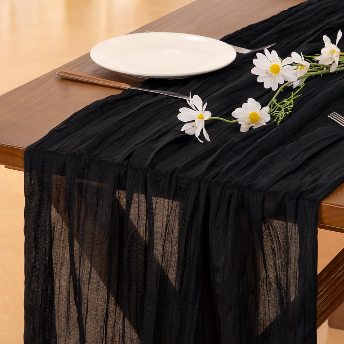 Blue Cheesecloth Table Runner Fall Boho Wedding Birthday Party Home Decor