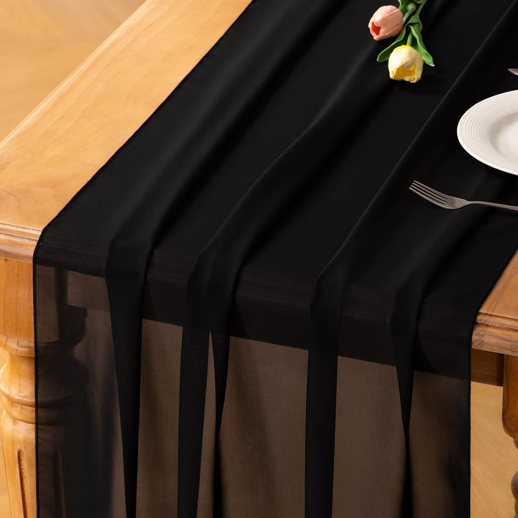 Ivory White Chiffon Table Runner Fall Boho Wedding Birthday Party Decor