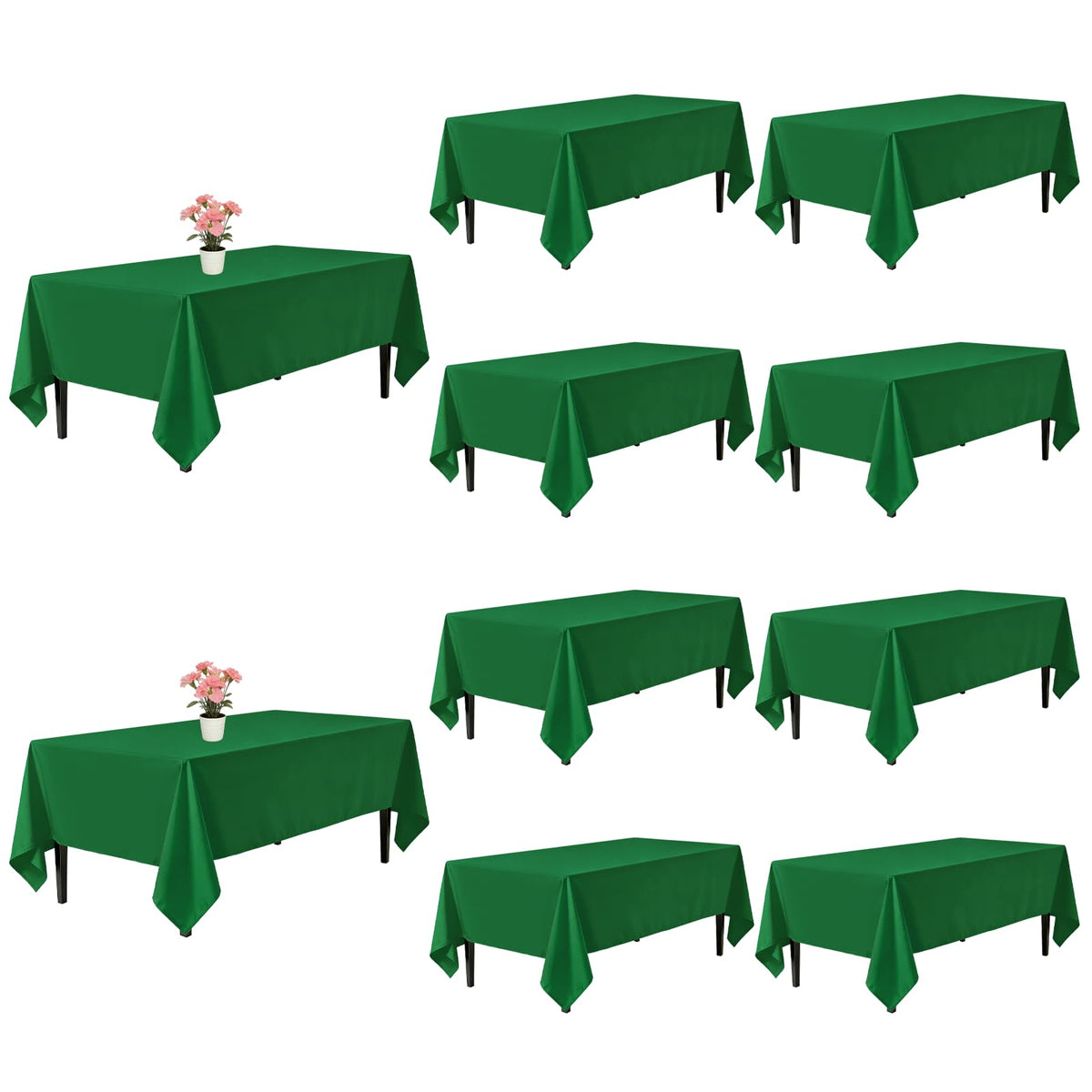 10 Pack Black Tablecloths 60 x 126 Inch for 8 Foot Rectangle Tables
