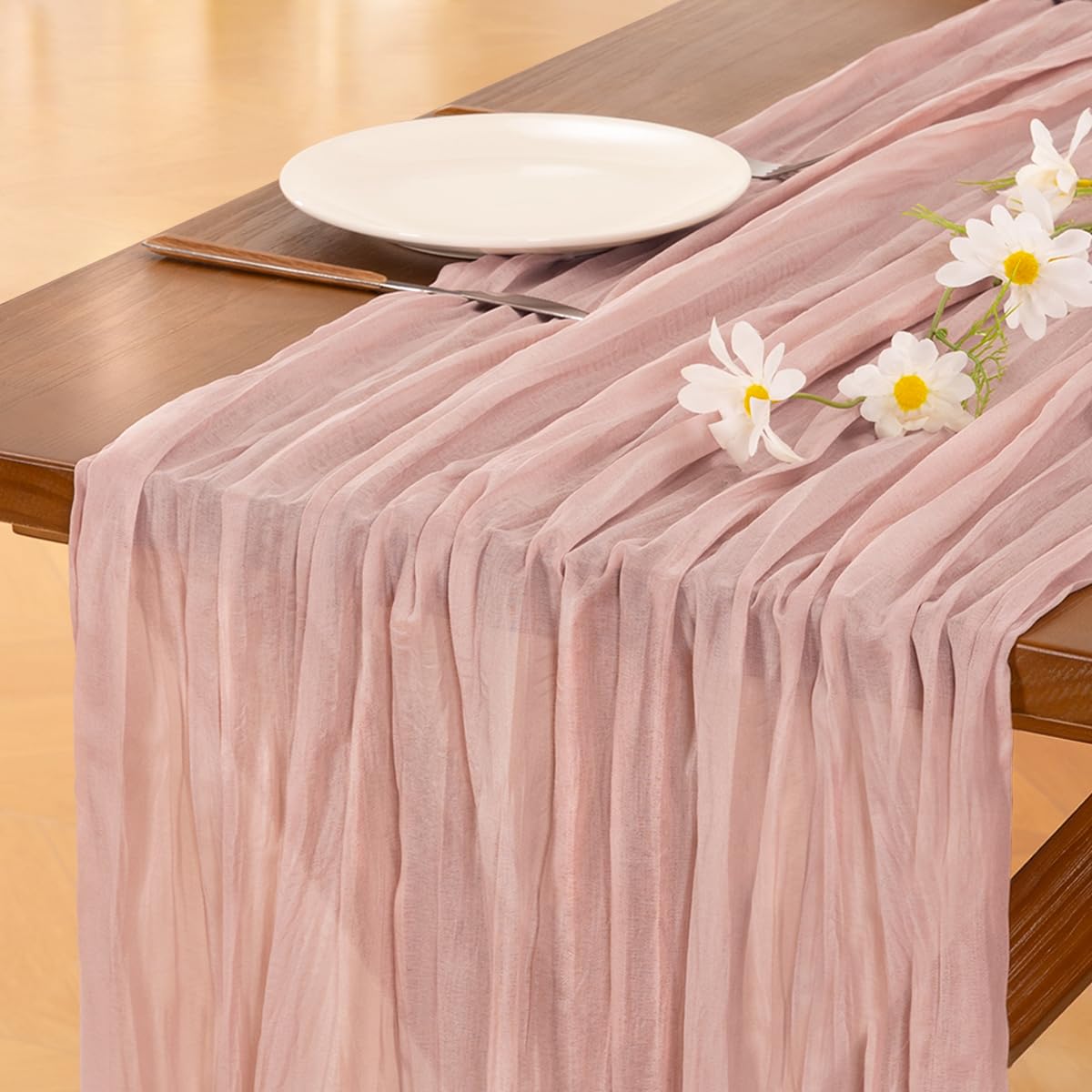 Blue Cheesecloth Table Runner Fall Boho Wedding Birthday Party Home Decor