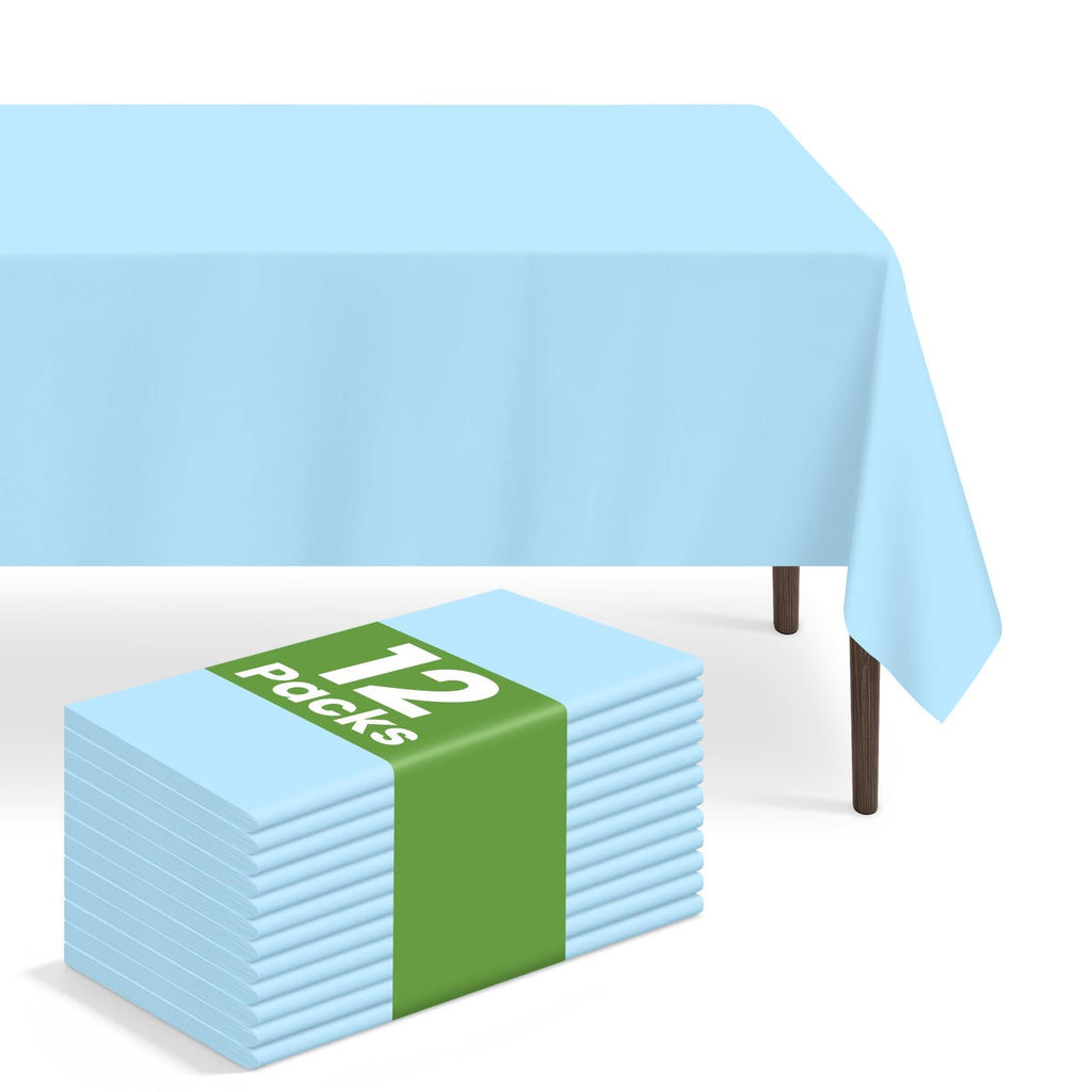 6 Pack Disposable Blue Gingham Plastic Tablecloth, 54 x 108 Inch
