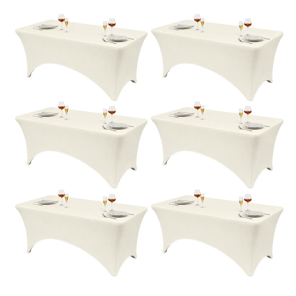 VidaFete Classic Series 140GSM Spandex Tablecloth 2Pcs, 6ft, White