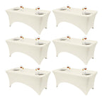 VidaFete Classic Series 140GSM Spandex Tablecloth 2Pcs, 6ft, White