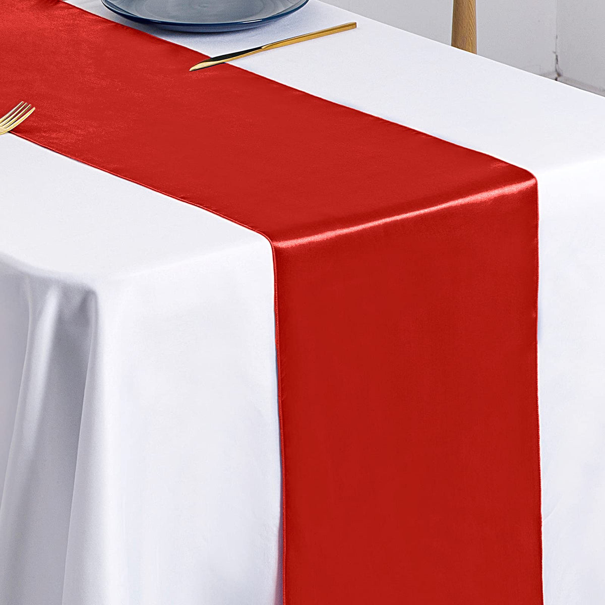 SiinvdaBZX 12 Pcs Royal Blue Satin Table Runner 12 x 108 inches Long