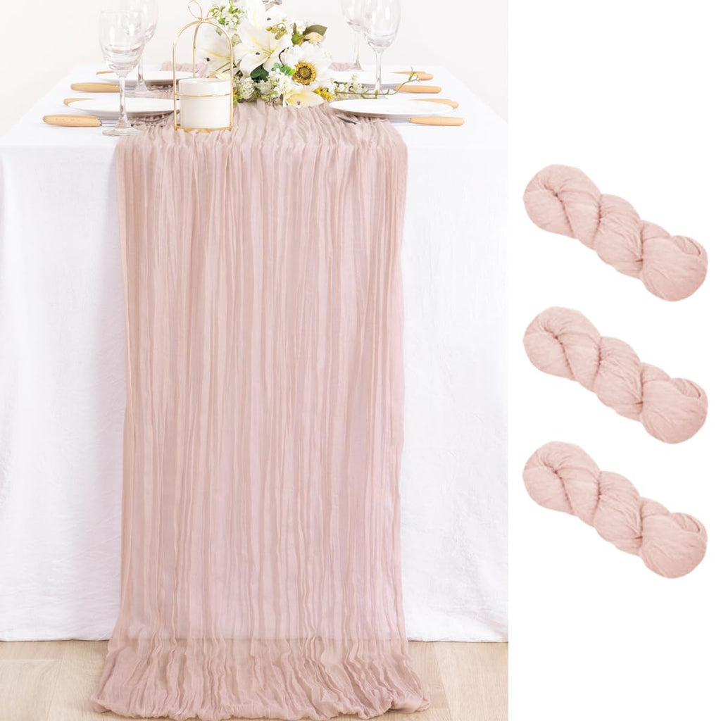 Ivory Cheesecloth Table Runner Farmhouse Fall Table Runner 10ft, 12 Pack