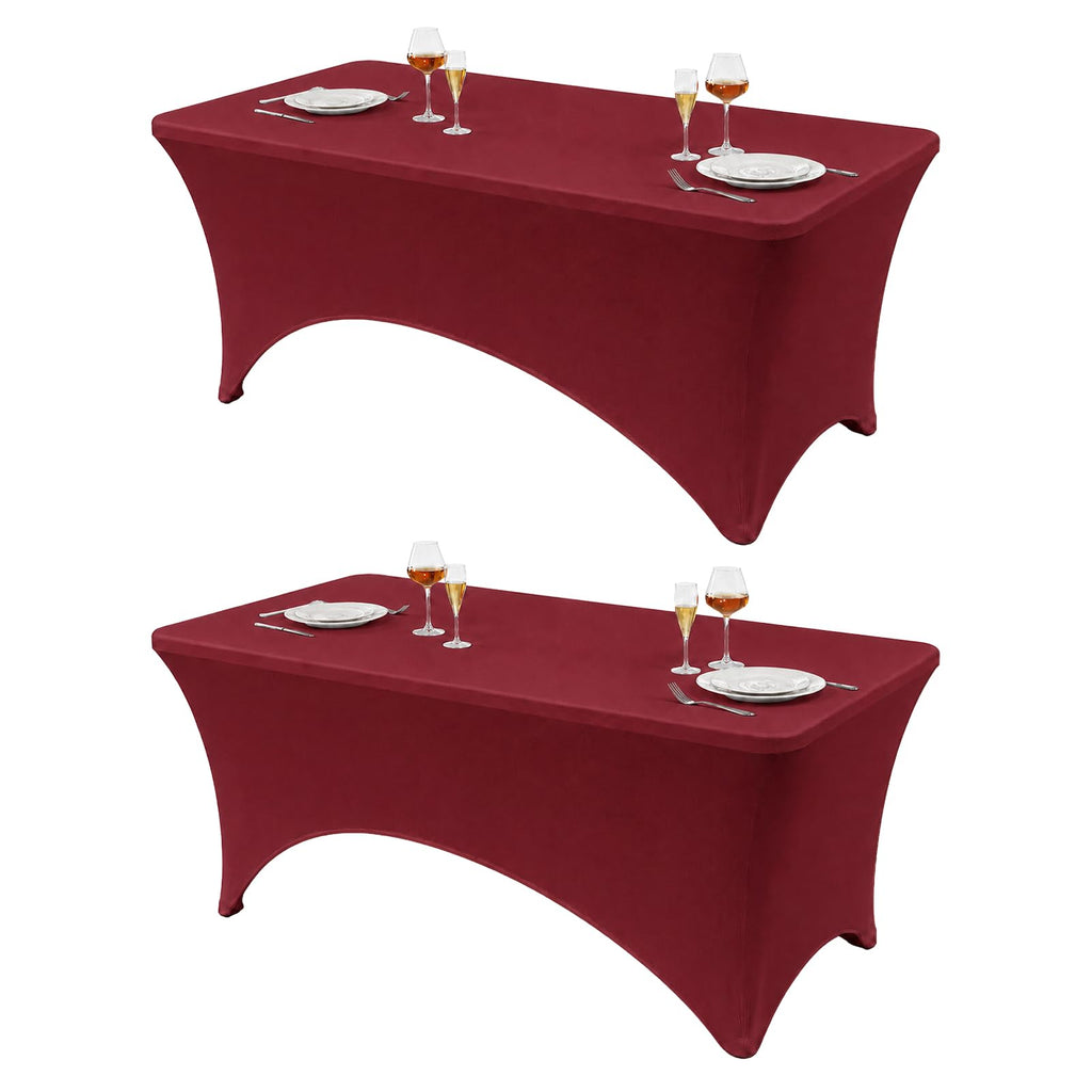 VidaFete Classic Series 140GSM Spandex Tablecloth 2Pcs, 6ft, White