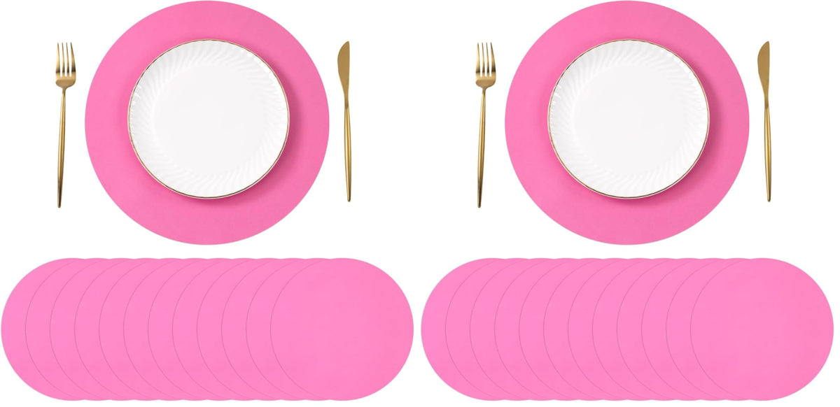 SHACOS 100 pcs Round Paper Placemats Disposable 13 inch Colored Paper Decorative Place Mats for Wedding Birthday Party Bridal Baby Shower Events Table Decoration, Yellow