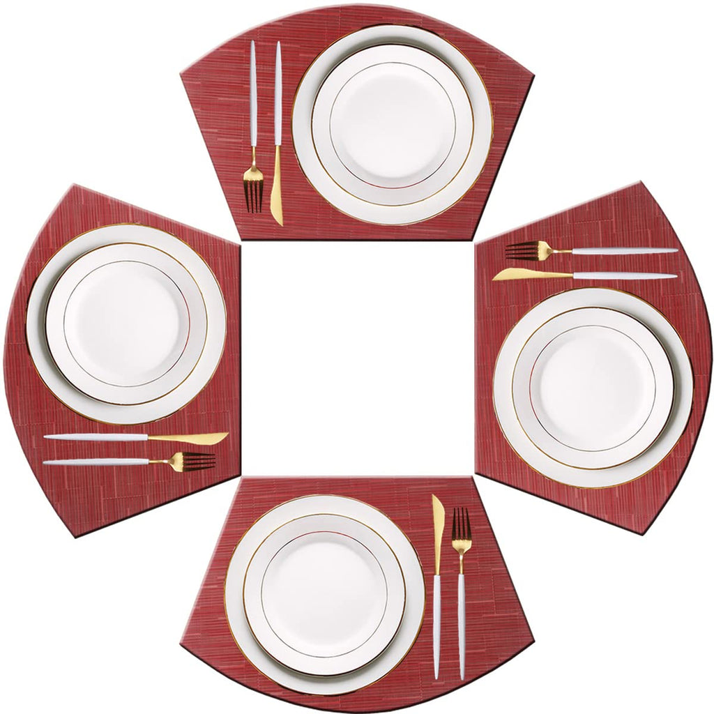 PIGCHCY Place Mats Heat-Resistant Non Slip Placemats Washable Easy to Clean Woven Vinyl Placemats for Dining Table (Set of 4, Brown)