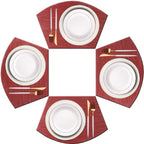 PIGCHCY Place Mats Heat-Resistant Non Slip Placemats Washable Easy to Clean Woven Vinyl Placemats for Dining Table (Set of 4, Brown)