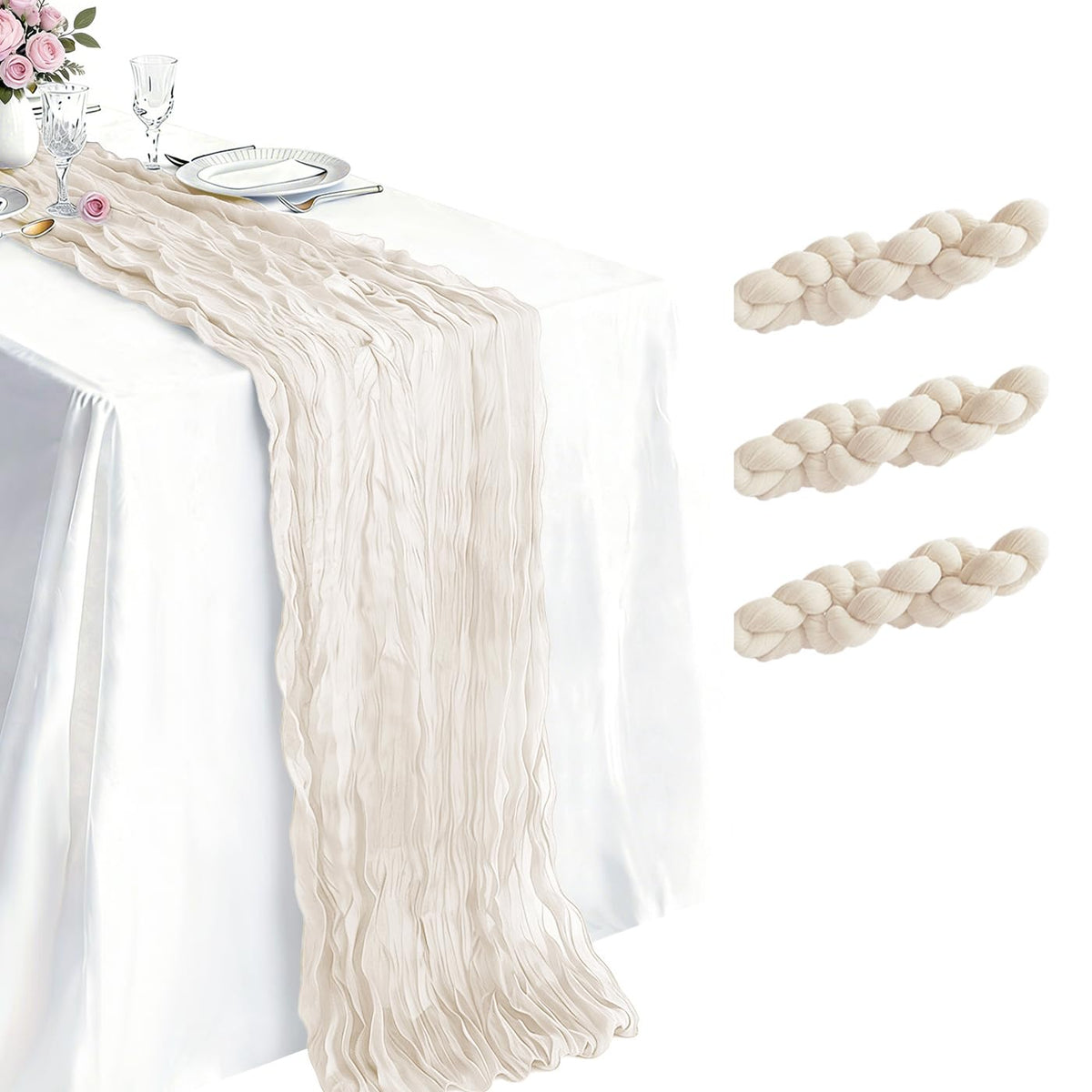 10 Pack Sage Green Cheesecloth Table Runner 21 x 120 Inch Boho Gauze Sheer Table Runner 10FT Long for Wedding Baby Shower Bridal Shower Easter Holiday Birthday Home Decor