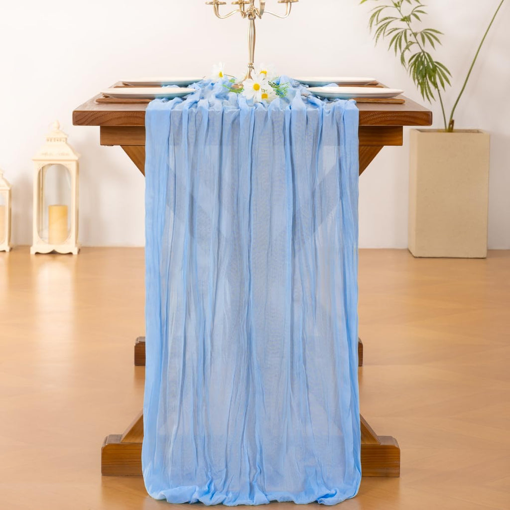 Blue Cheesecloth Table Runner Fall Boho Wedding Birthday Party Home Decor