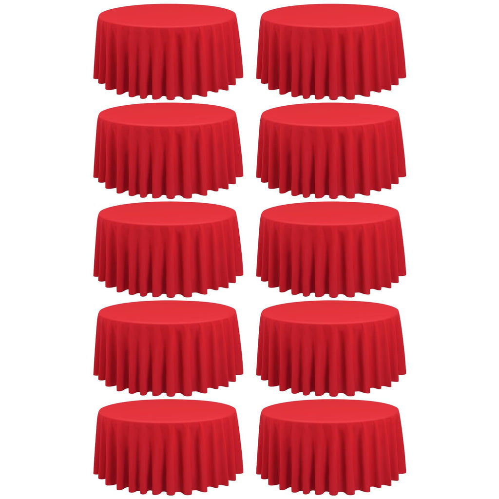 10 Packs 120 Inch Hot Pink Round Polyester Tablecloths