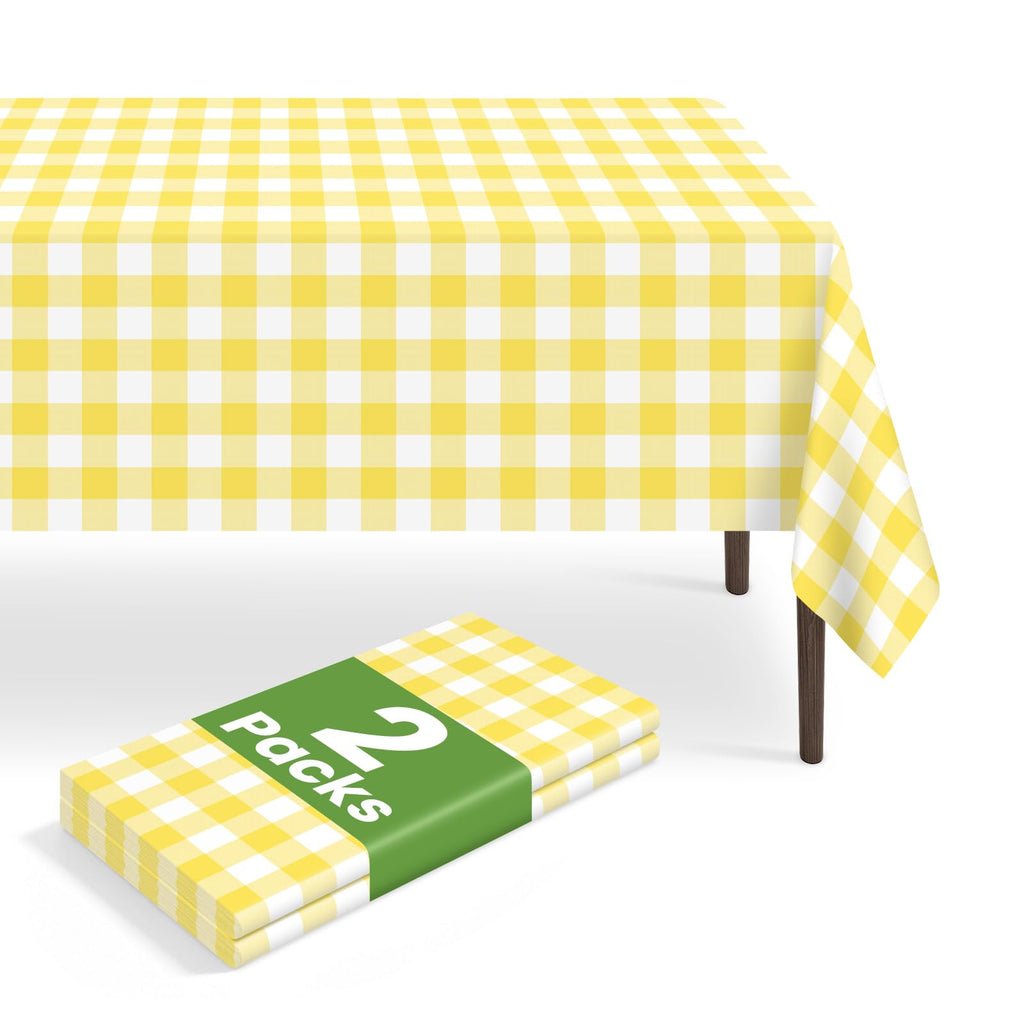 6 Pack Disposable Blue Gingham Plastic Tablecloth, 54 x 108 Inch